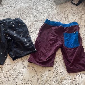 Kid’s Tea Collection Boys' Shorts  Lightning Print and Maroon w/ Blue sz 8-10